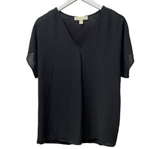 MICHAEL Michael Kors Womens Top Size Medium Black Short Sleeve Blouse
